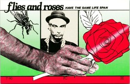 1990 Agit-Pop Art Postcard Flies and Roses Have the Same Life Span Ruben Dann - $7.87