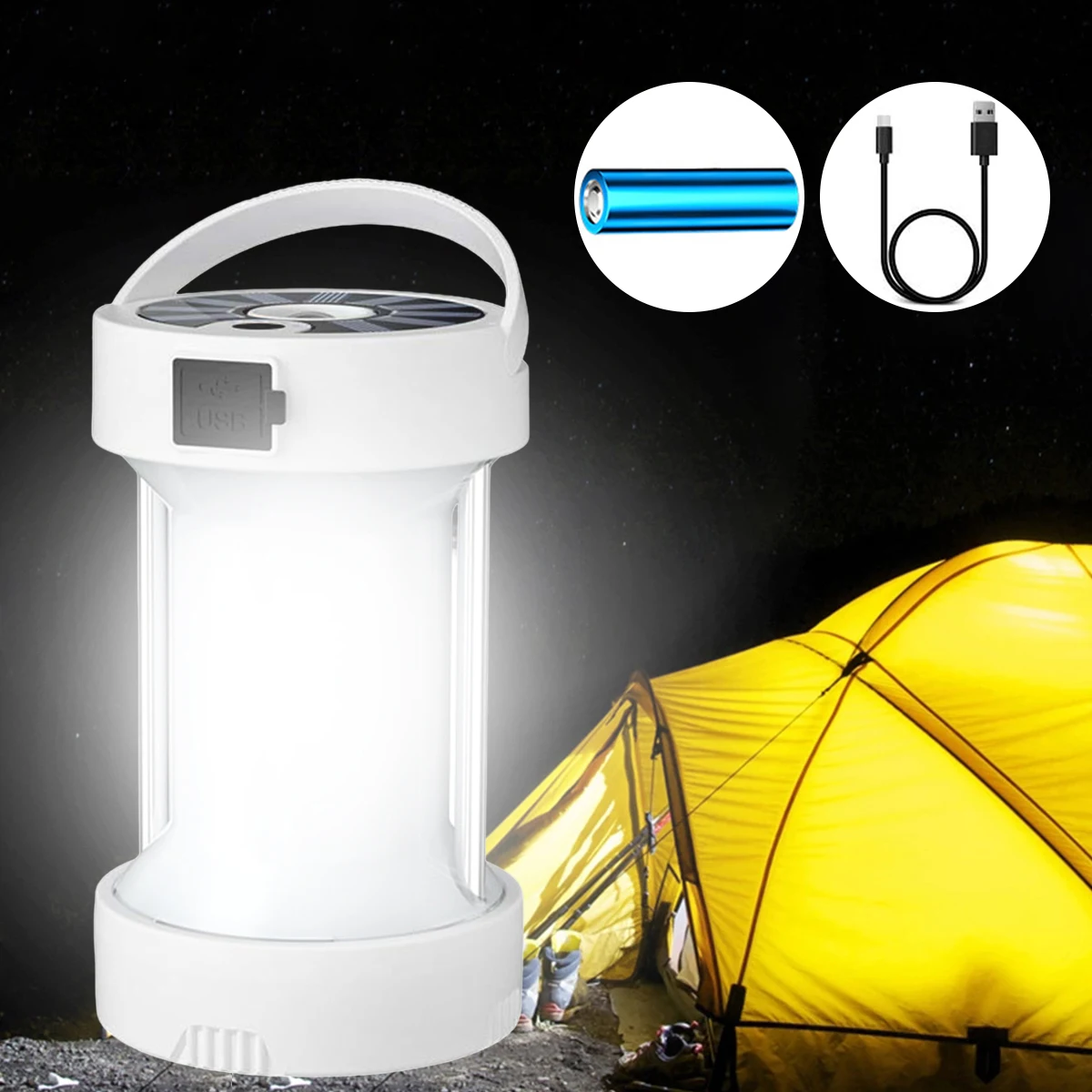 New LED Camping Light 6W 2600mAh Multifunctional Solar Lantern 350LM IPX4 Waterp - £82.81 GBP