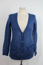 Boden 4 Blue Mohair Wool Knit V-neck Cardigan Sweater Pockets - £23.02 GBP