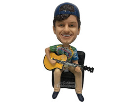 Custom Bobblehead Man Sitting While Playing Guitar - Musicians &amp; Arts Strings In - £134.92 GBP