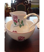 Tiffany &amp; Co bowl and pitcher &quot;Strasbourg Flowers&quot; Portugal flower original - $2,307.46 MXN