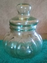 Vintage Green Glass Pumpkin Apothecary Jar Canister Bubble Lid ITALY RARE - £80.12 GBP