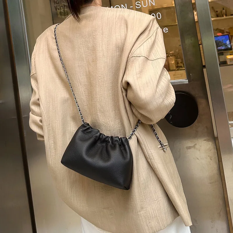 Fashion Chains Bag,Women Genuine Leather Shoulder Bag,100% Natural Cow&#39;s... - £93.53 GBP