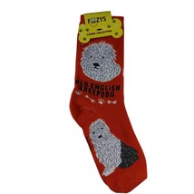 Old English Sheepdog Dog Socks Foozys Womens Size 9-11 Orange - £5.36 GBP