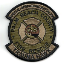 4&quot; Palm Beach Fire Rescue Responder Tabs Ocp Green Hook Loop Embroidered Patch - £27.86 GBP