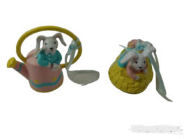 Avon Gift Collection 2 Busy Bunny Easter Ornaments Basket Watering Can V... - $5.87