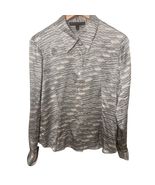 Lafayette 148 Women&#39;s Silk Petite Shirt Long Sleeve Wave Pattern Button ... - $19.99