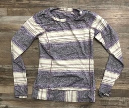 Lululemon Race Your Pace Long Sleeve Running Top Shirt Size 6 Purple Striped - $23.15