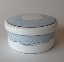 Wedgwood Round Bone China Trinket Box with Lid Blue White Venice - $19.99