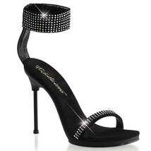 SALE FABULICIOUS CHIC-40 Women&#39;s Black 4&quot; Heel  Ankle Strap Rhinestones ... - $57.95