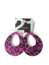 NWT Twenty One by Rue 21 Pink Floral Print Earrings Hook Pierced Statement Dangl - £9.72 GBP