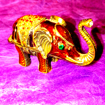 Hidden compartment elephant~ trunks up~ beautifully decorated with rhine... - $27.72