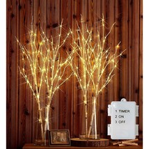 Lighted Artificial Twig Birch Tree Branch With Fairy Lights 30In 100 Led Battery - £69.58 GBP