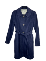 J. Crew Pea Coat Womens Size 6 Wool Cashmere Navy Blue Long Belted Lined Jacket - £110.78 GBP