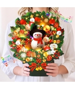 Christmas Cards with Lights and Music, Bouquet with Snowman, Popup Musical - $26.48