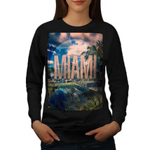 Wellcoda Miami Beach City Womens Sweatshirt, Summer Casual Pullover Jumper - £23.10 GBP+