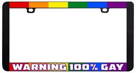 Warning 100% Gay Funny Lgbtq Gay Lesbian Rainbow License Plate Frame # - £6.30 GBP
