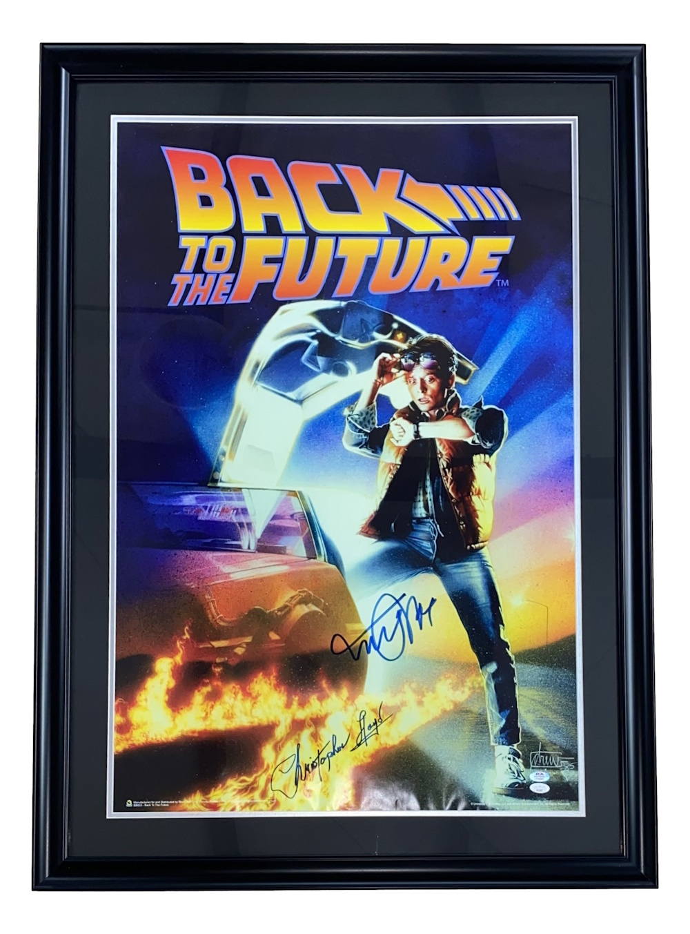 Primary image for Michael J Fox Christopher Lloyd Signed Framed BTTF Poster PSA+JSA Hologram