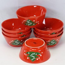 Waechtersbach Christmas Tree Soup Cereal Dessert Bowls 5&quot; Red  Set Of 8 - £65.92 GBP