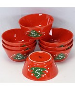 Waechtersbach Christmas Tree Soup Cereal Dessert Bowls 5&quot; Red  Set Of 8 - £66.37 GBP