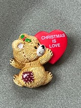 Vintage Morehead Rag Tag Teddies Marked Plastic Teddy Bear Holding Heart CHRISTM - £7.58 GBP