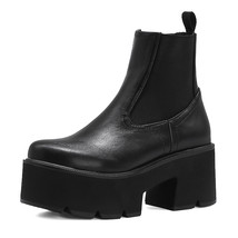 Black Chunky Motorcycle Boots For Women Platform Ankle Boots Ladies Street Punk  - £76.71 GBP
