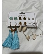 6 New Sets Fashion Jewelry Earrings Baby Blue Shells Gold - €2,12 EUR