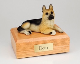 German Shepherd, Tan Pet Funeral Cremation Urn Avail in 3 Diff Colors &amp; 4 Sizes - £135.57 GBP+