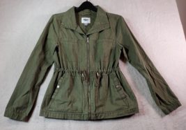 Old Navy Shacket Womens Small Green 100% Cotton Pockets Long Sleeve Full Zipper - £14.42 GBP