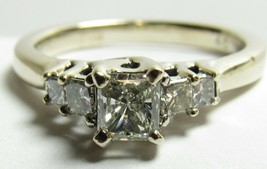 Authenticity Guarantee 
Leo Schachter 14K White Gold 5 Princess Diamond Engag... - £697.76 GBP
