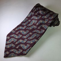Giorgio Armani Cravatte Tie Burgundy Gray Blue Silk Abstract Geometric I... - $24.99