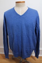 J. Crew L Blue Rugged Cotton Knit V-Neck Pullover Sweater 65705 - £16.60 GBP