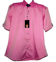 Maceoo Galileo Pink Polka Dot Italian Fabrics Cotton Men&#39;s Shirt Size 5/ XL - $139.95