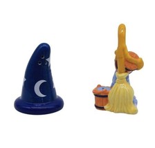 Disneys Fantasia Sorcerer Hat and Broom Ceramic Salt &amp; Pepper Shakers Se... - $17.41