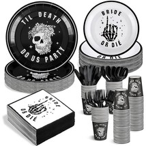 244 Pcs Bride Or Die Bachelorette Party Tableware Set Include 24 Pcs 9 Inch 7 In - £34.79 GBP