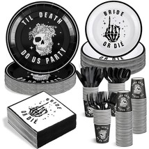 244 Pcs Bride Or Die Bachelorette Party Tableware Set Include 24 Pcs 9 I... - £35.92 GBP