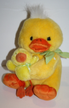 Walmart Easter Duck 10&quot; Yellow Plush Mom Baby Chick Stuffed Soft Toy Gingham Bow - $30.96