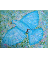 Painting Dove Original Signed Art Bird Holy Spirit Ghost Christian Carla... - $39.58