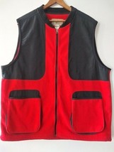 Vintage LL Bean Fleece Red Black Vest Men&#39;s Size Large USA OWU16 (AA) - $18.26