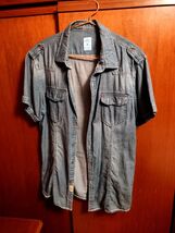 Men’s Denim Short Sleeve Shirt Blue – Size L – Casual – Very Good Condition - $14.85
