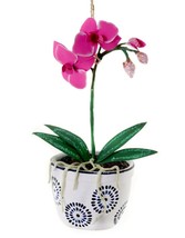 5&quot; Pink Potted Orchid Flower Garden Plant Ornament Christmas Decor - £27.08 GBP