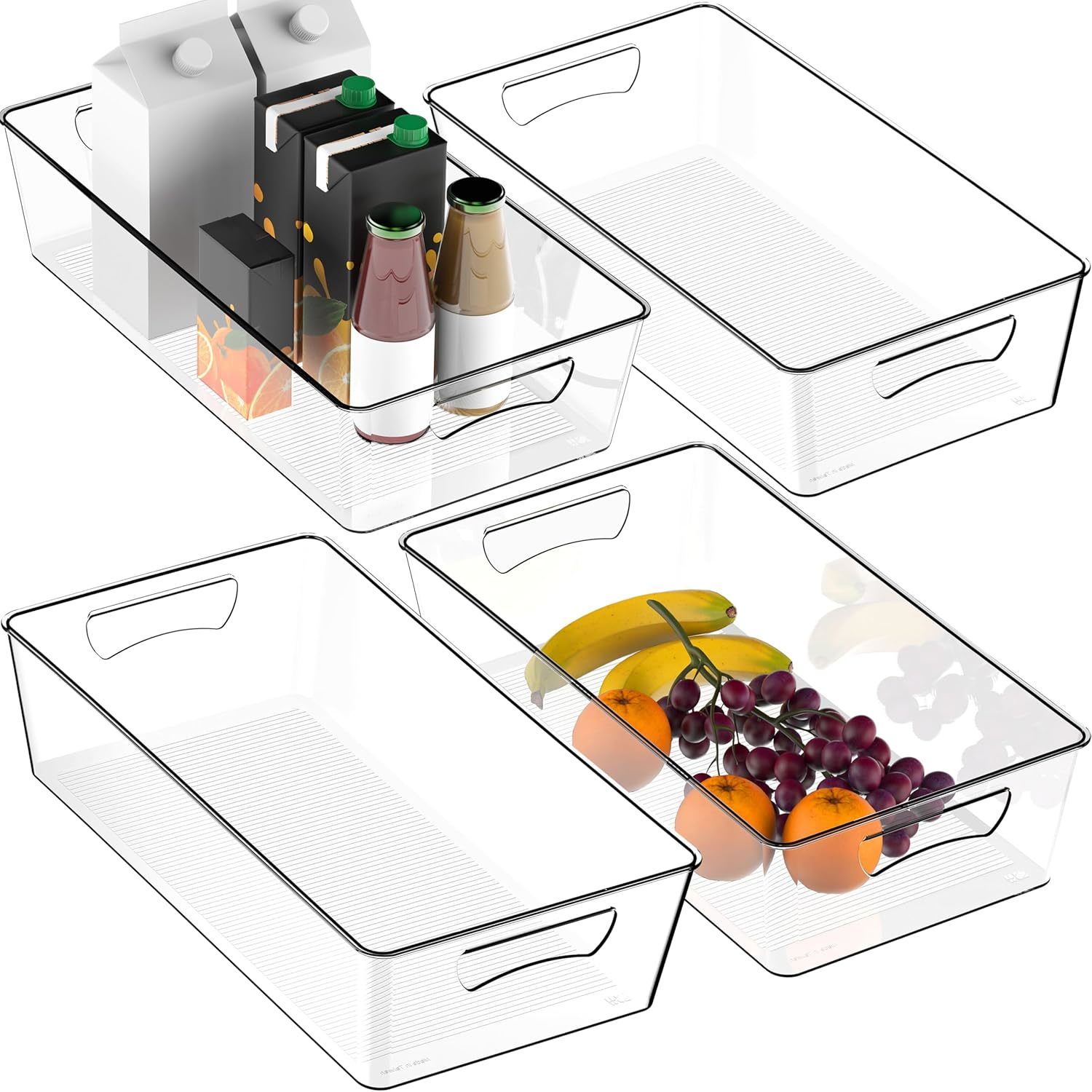 Simple Houseware 4 Pcs Kitchen Clear Bin Storage Organizer, 15&quot; X 8&quot; X 3... - $36.99