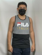 Men&#39;s Fila ITALIA Grey | Black Signature Tank Top Shirt  - £15.92 GBP