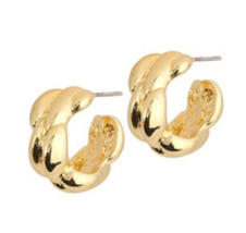 Smooth Stud Loop Earrings 18k Gold Plated - £11.16 GBP