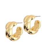 Smooth Stud Loop Earrings 18k Gold Plated - £11.08 GBP