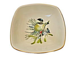 Bowl Dish Lenox Winter Greetings 4 Inch Square 1.5 In Tall  Finch Bird Gold Trim - £12.41 GBP