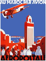 7903.Au maroc par avion.aeropostal.plane flying over city.POSTER.art wall decor - £13.66 GBP+