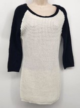 Rhapsody Maternity Tunic Sweater Women&#39;s Size Small Cream Black Open Waffle Knit - £3.91 GBP