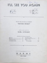 I&#39;ll See You Again 1929- Song Sheet From the Musical Bitter Sweet - £1.57 GBP