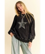 Davi &amp; Dani Stud Star Patch Acid Washed Sweatshirt - $72.89 CAD
